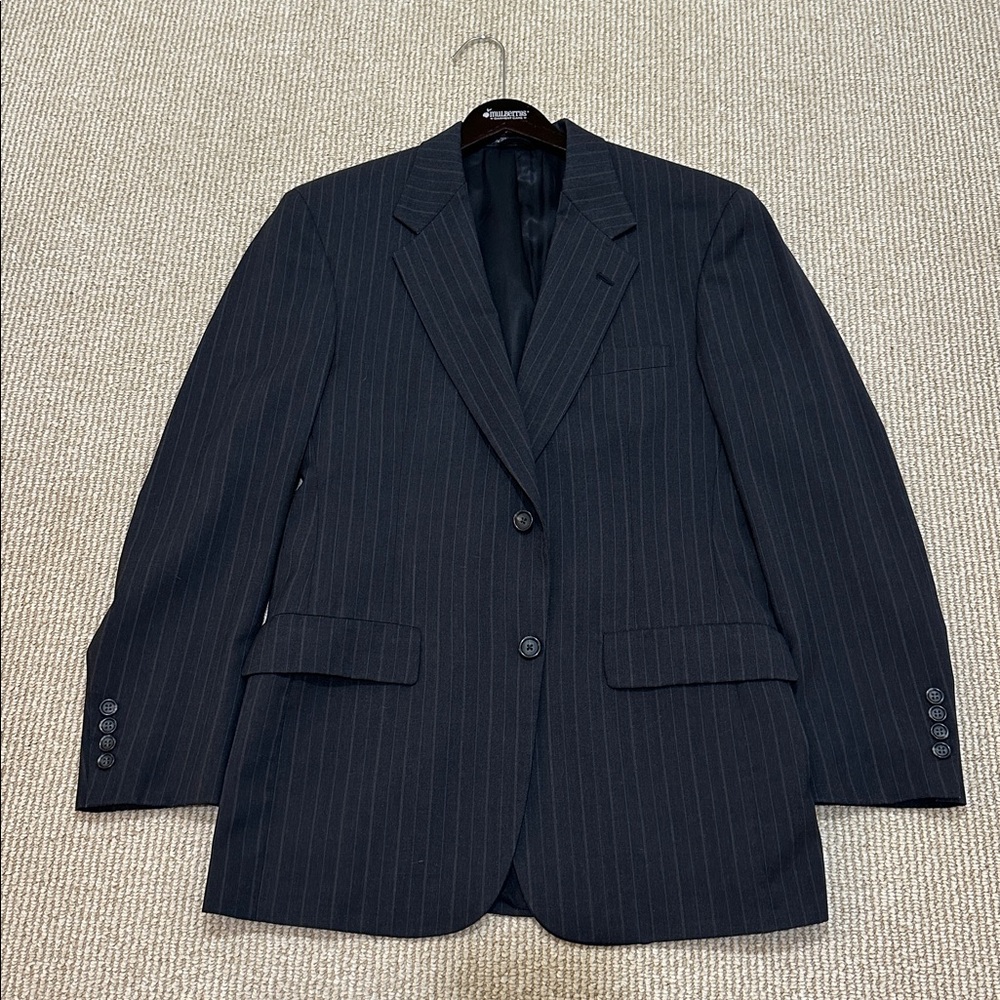 Classic Pinstripe Blazer in Charcoal